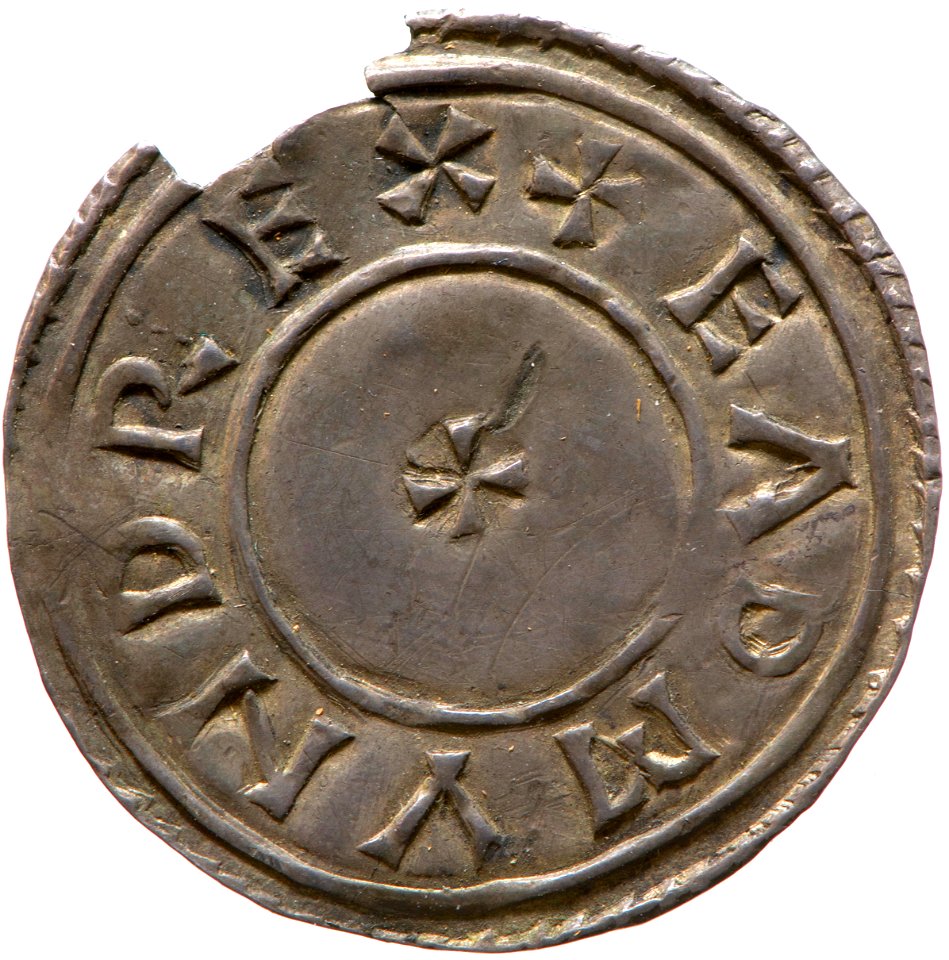 Silver penny of Edmund I (YORYM 2000 1493) obverse