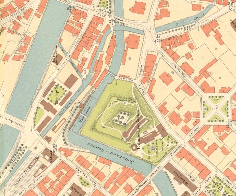 Sihlkanal Selnau Stadtplan 1900