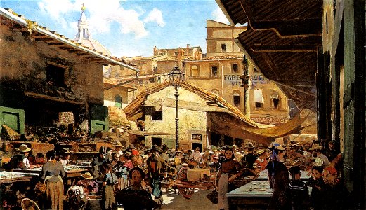 Telemaco Signorini, Mercato Vecchio a Firenze 1882-83 39x65,5 cm