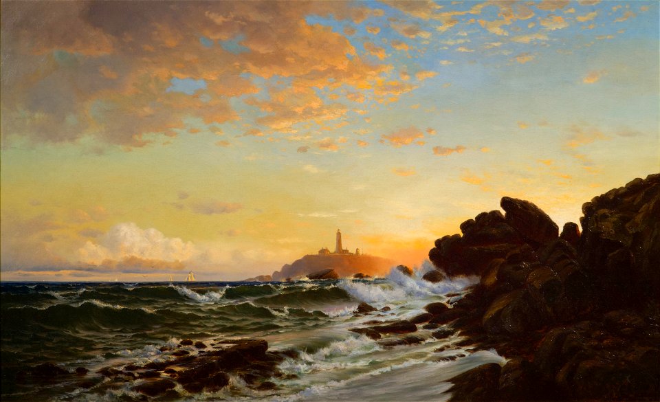 Lighthouse at Sunset by Francis Augustus Silva