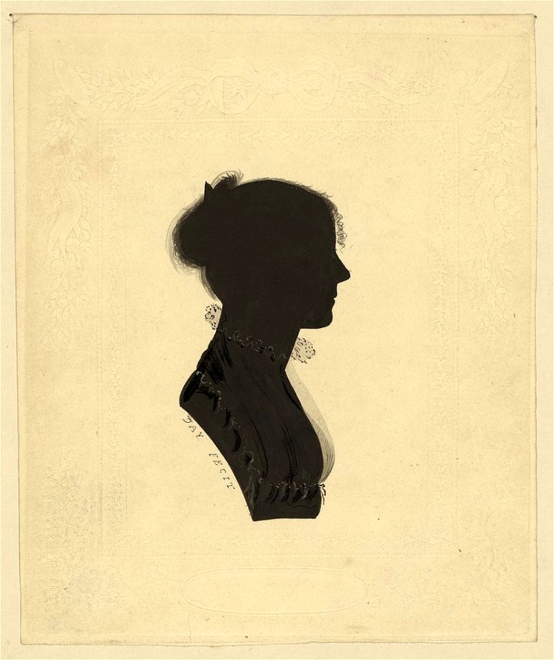 Silhouette of a woman wearing an Empire dress facing right LCCN2004661810