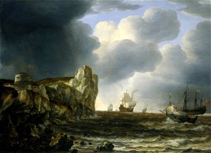 Simon de Vlieger (1601-1653) - Shipping off the English Coast - BHC0780 - Royal Museums Greenwich. Free illustration for personal and commercial use.