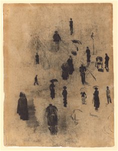 Silhouettes Studies of walking figures, drawing by James Ensor, Prints Department, Royal Library of Belgium, F. 24488