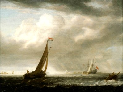 Simon de Vlieger (1601-1653) - A Squally Day in a Dutch Estuary - BHC0777 - Royal Museums Greenwich. Free illustration for personal and commercial use.