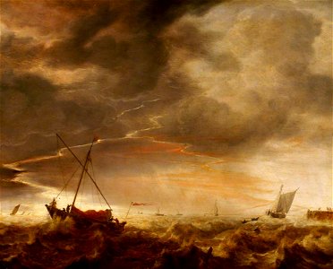 Simon de Vlieger (1601-1653) - Seascape, Storm at Sea - 485080 - National Trust. Free illustration for personal and commercial use.