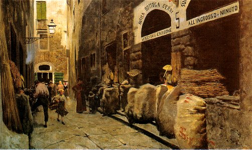 Telemaco Signorini, La Via del fuoco, 1881 circa 38,8x65cm