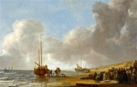 Simon de Vlieger (1601-1653) - The Beach at Scheveningen - BHC0774 - Royal Museums Greenwich. Free illustration for personal and commercial use.