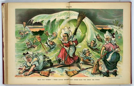 Silly old women! - their little brooms can't sweep back the great big ocean - Dalrymple. LCCN2012648652