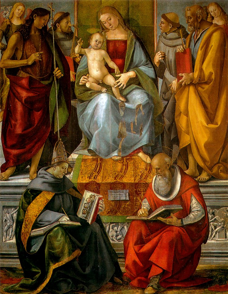 Luca signorelli, vergine in trono e santi, volterra