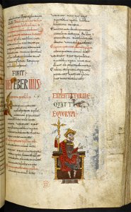 Silos Apocalypse - BL Add MS 11695 f. 102 - Enthroned king. Free illustration for personal and commercial use.