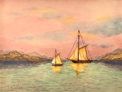Watercolor on paper painting by Francis Augustus Silva, 7.5 x 9.5 inches