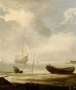 Simon de Vlieger (1601-1653) - Sea Piece, a Calm - 386 - Fitzwilliam Museum. Free illustration for personal and commercial use.