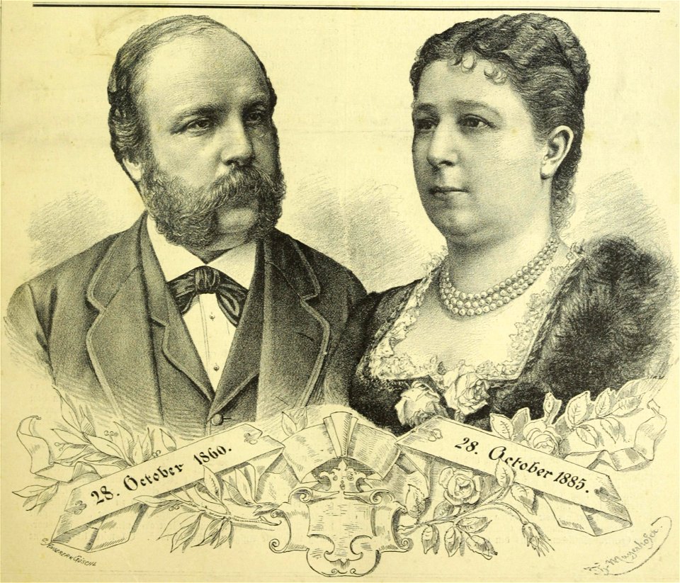 Silver wedding anniversary of Moriz von Königswarter and Charlotte von Königswarter (née Wertheimstein), Vienna, 1885