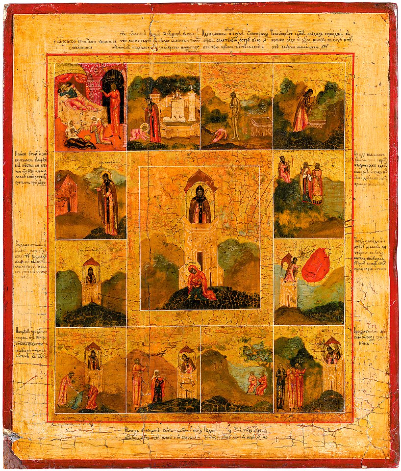 Simeon Stylites (Palekh, 19 c, priv.coll)