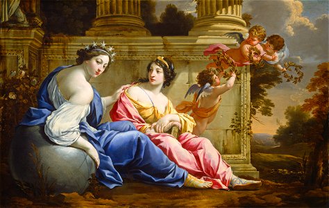 Simon Vouet - The Muses Urania and Calliope, 1634. Free illustration for personal and commercial use.