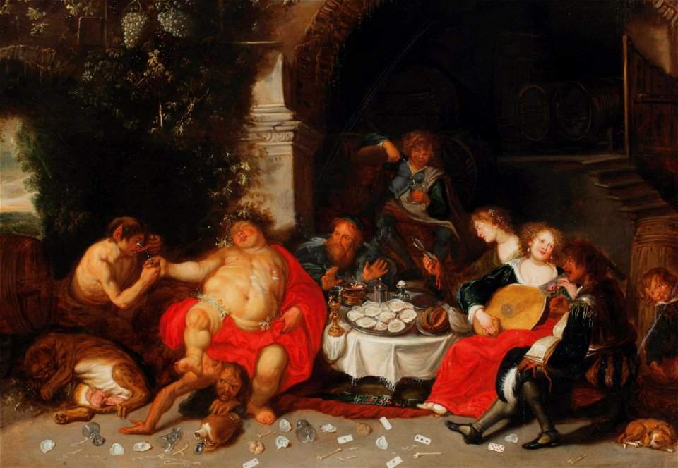 Simon de Vos - A bacchanal in a grotto