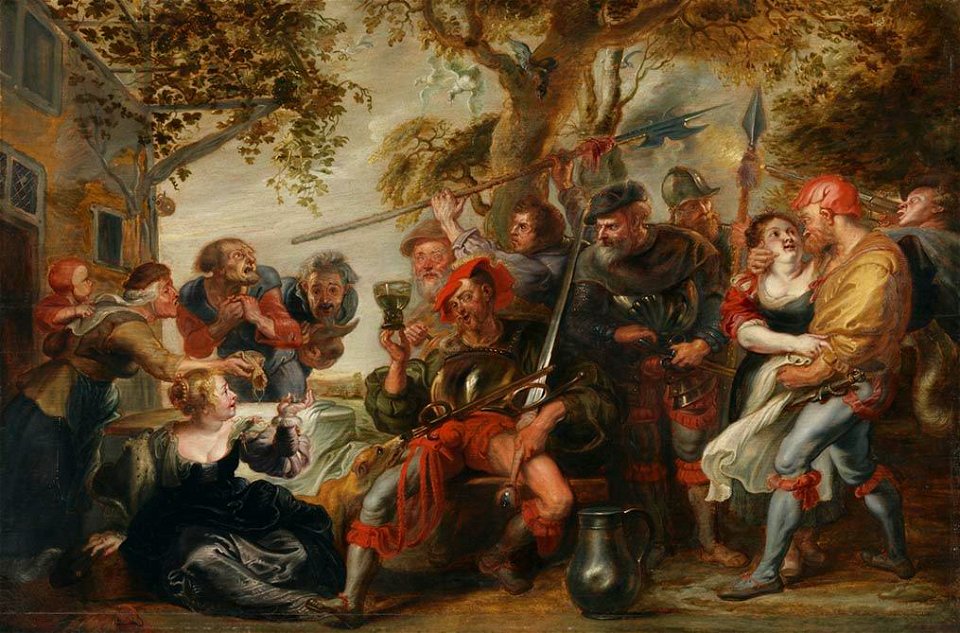Simon de Vos - Marodierende Soldaten mit Dirnen (Kopie nach Rubens) - 309 - Bavarian State Painting Collections