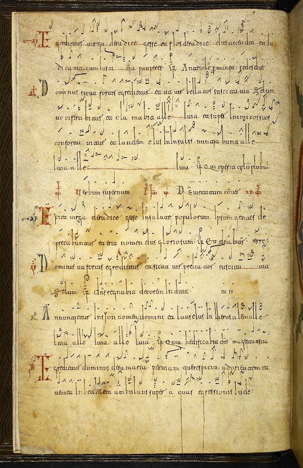 Silos Apocalypse - BL Add MS 11695 f. 001v - Initials and neumes
