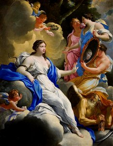 Simon Vouet - Allegory of Prudence, 1645. Free illustration for personal and commercial use.