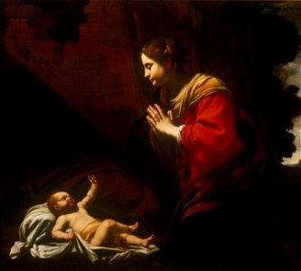 Simon Vouet - Maria in aanbidding voor Christus - 3171 (OK) - Museum Boijmans Van Beuningen