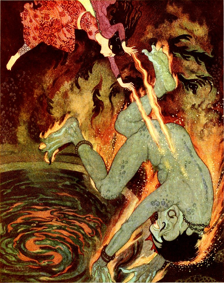Sinbad the sailor & other stories from the Arabian nights - Dulac color plate facing page 168