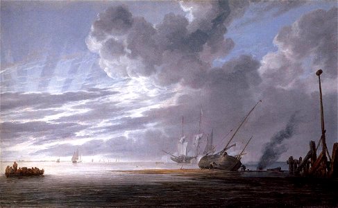 Simon de Vlieger - Seascape in the Morning - WGA25256. Free illustration for personal and commercial use.