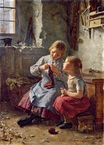 Simon Glücklich - Strickende Mädchen (1891)