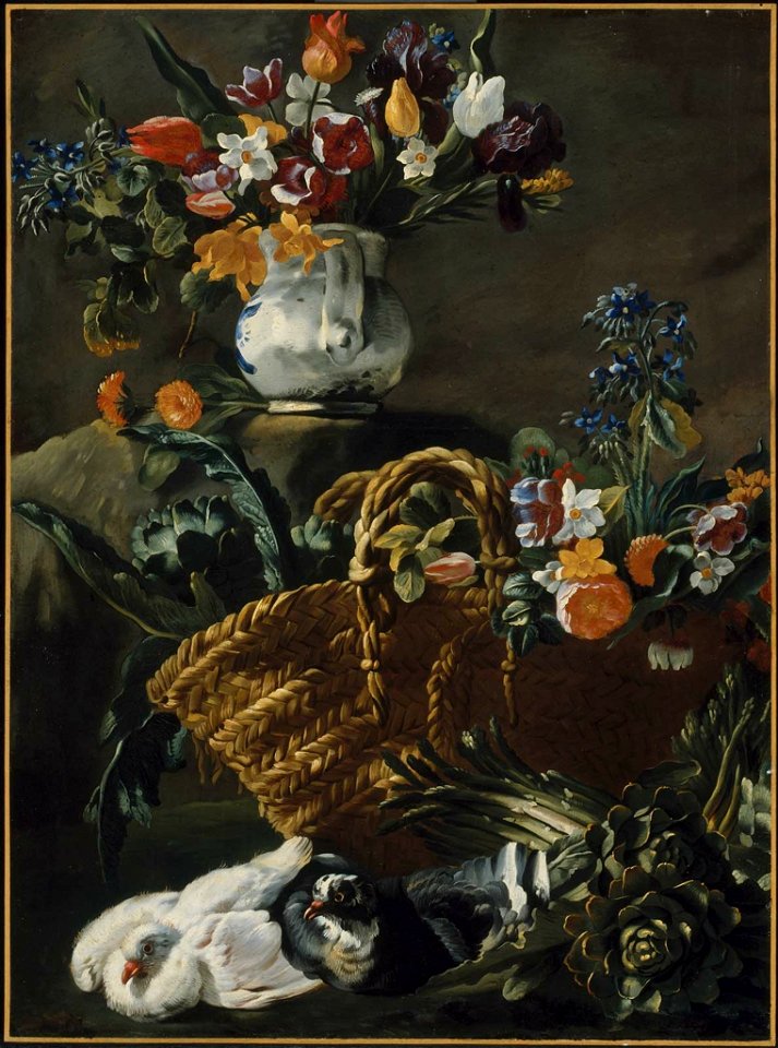 Simone del Tintore - Still Life with Flowers, Vegetables, and Pigeons - 69.1059 - Museum of Fine Arts
