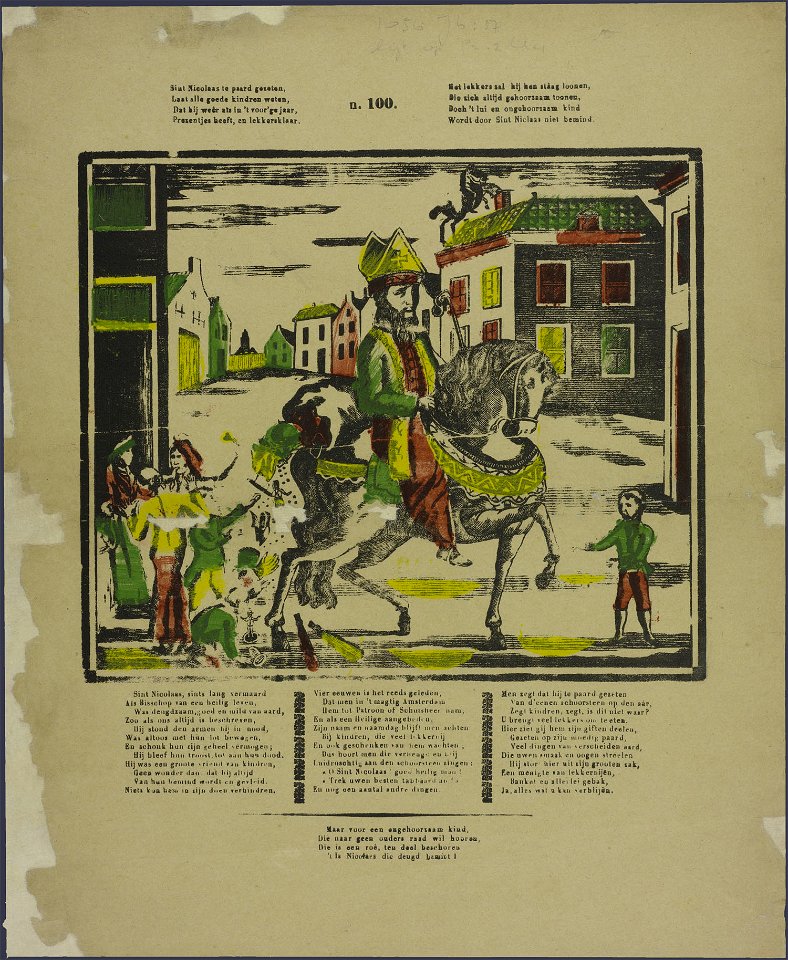 Sint Nicolaas te paard gezeten, Laat alle goede kindren weten-Catchpenny print-PRENT 0143