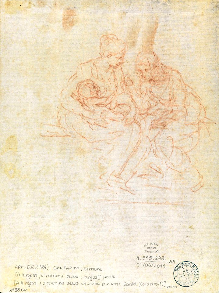 Simone Cantarini - A Virgem e o Menino Jesus adorada por uma Santa