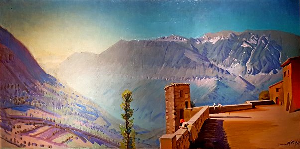 Knud Sinding - Landskab i Valle Roveto i Abruzzo - 1937. Free illustration for personal and commercial use.