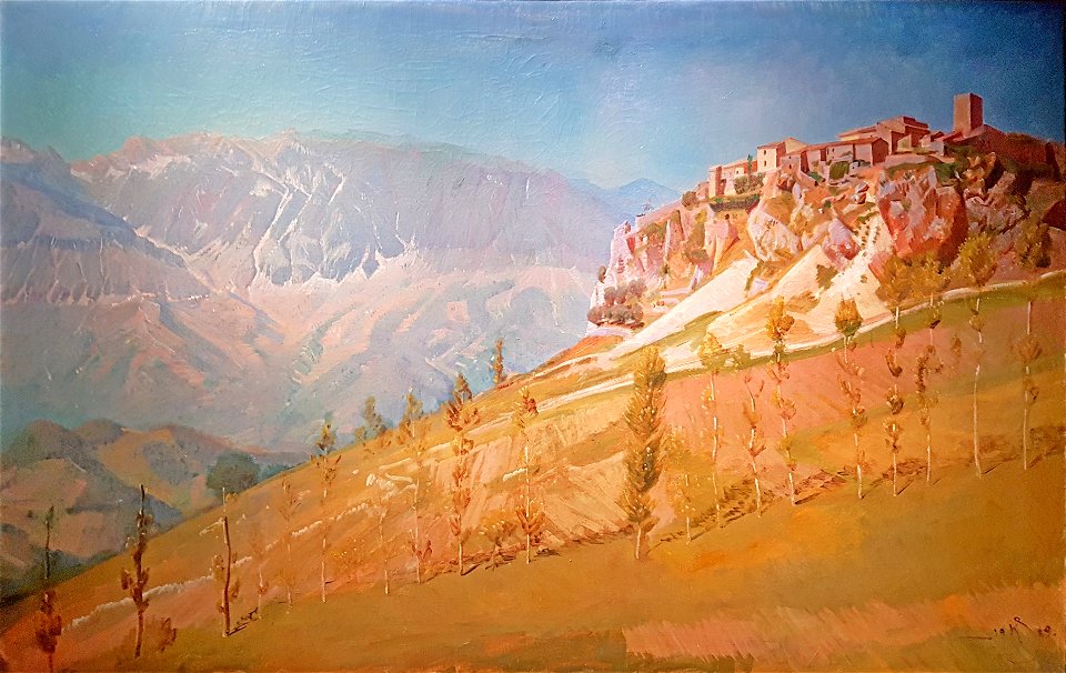 Knud Sinding - Civita d'Antino omkranset af bjerge - 1939