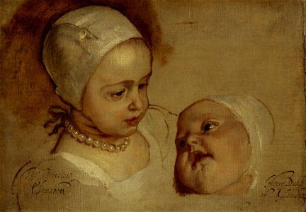 Sir Anthony van Dyck - Princess Elizabeth, 1635 - 1650 and Princess Anne, 1637 - 1640. Daughters of Charles I - Google Art Project. Free illustration for personal and commercial use.