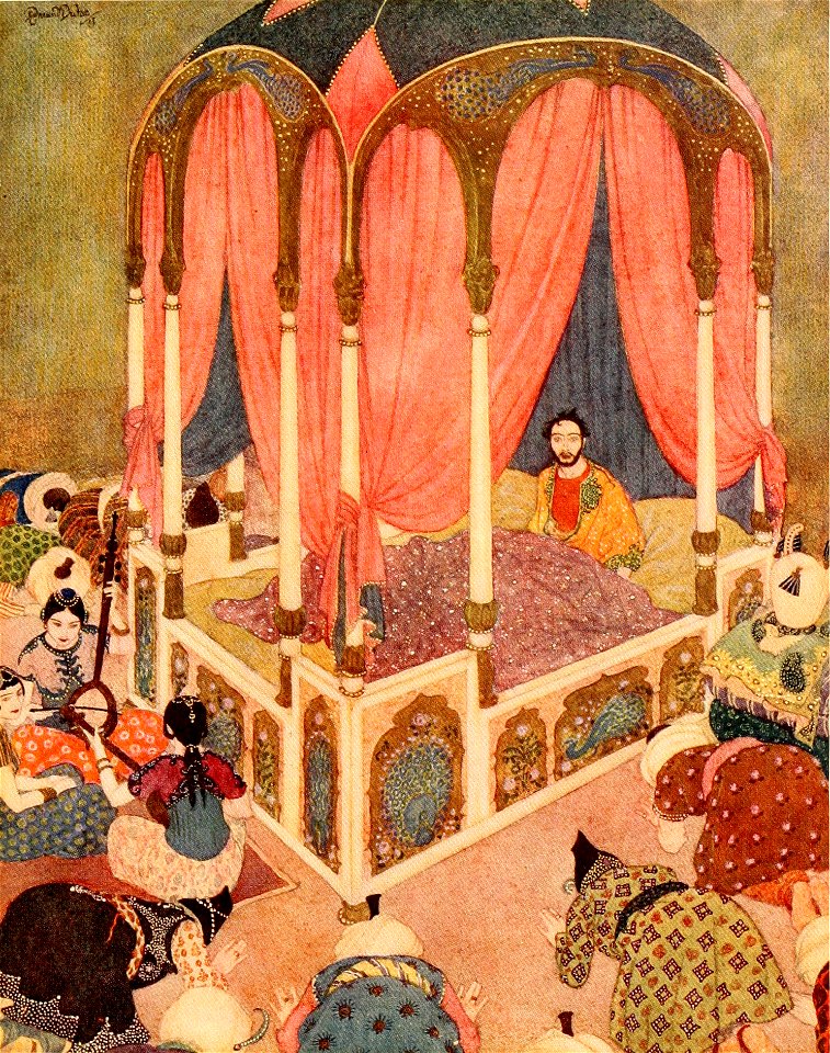 Sinbad the sailor & other stories from the Arabian nights - Dulac color plate facing page 200