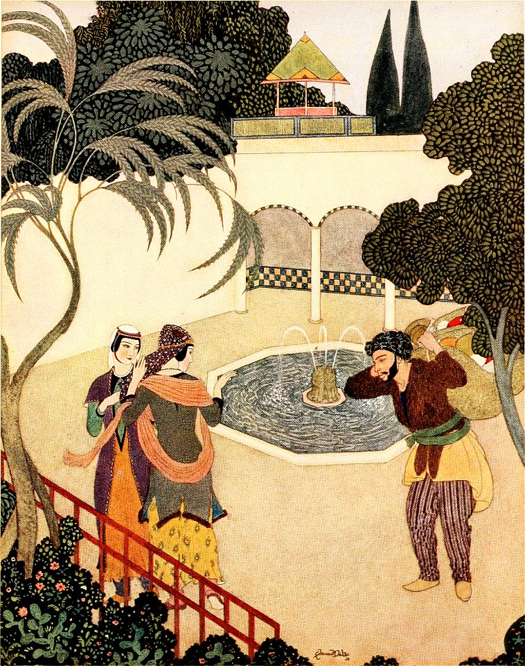 Sinbad the sailor & other stories from the Arabian nights - Dulac color plate facing page 144