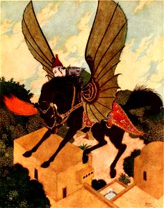 Sinbad the sailor & other stories from the Arabian nights - Dulac color plate facing page 176