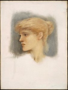 Sir Edward Coley Burne-Jones - Study of a Young Woman's Head - 05.105 - Museum of Fine Arts. Free illustration for personal and commercial use.