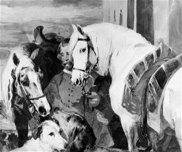Sir Edwin Landseer (1803-73) - A Groom with Horses and Dogs - RCIN 403057 - Royal Collection