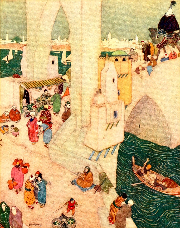 Sinbad the sailor & other stories from the Arabian nights - Dulac color plate facing page 184