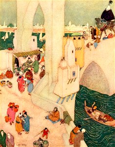 Sinbad the sailor & other stories from the Arabian nights - Dulac color plate facing page 184