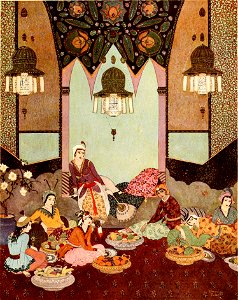 Sinbad the sailor & other stories from the Arabian nights - Dulac color plate facing page 216