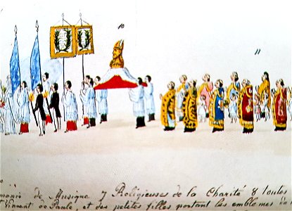 Sint-Servaasprocessie op het Vrijthof, Maastricht (detail tekening Ph v Gulpen, 1846) -2
