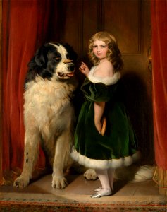 Sir Edwin Landseer (1803-73) - Princess Mary of Cambridge with Nelson, a Newfoundland dog - RCIN 402300 - Royal Collection