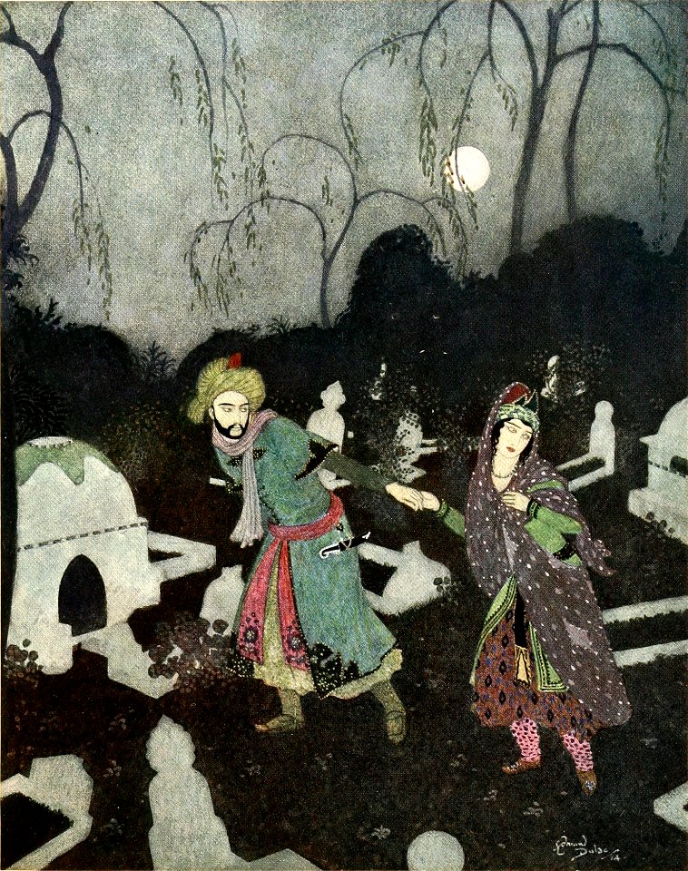 Sinbad the sailor & other stories from the Arabian nights - Dulac color plate facing page 152