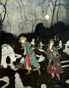 Sinbad the sailor & other stories from the Arabian nights - Dulac color plate facing page 152