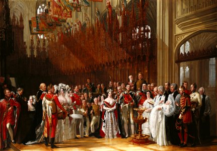 Sir George Hayter (1792-1871) - The Christening of The Prince of Wales, 25 January 1842 - RCIN 403501 - Royal Collection. Free illustration for personal and commercial use.