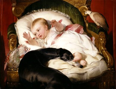 Sir Edwin Landseer (1803-73) - Victoria, Princess Royal, with Eos - RCIN 401548 - Royal Collection. Free illustration for personal and commercial use.