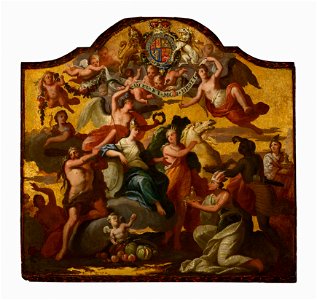 Sir James Thornhill (1675-1734) - Panel for a Royal State Coach, Britannia Receiving Homage from the Continents. - RCIN 407518 - Royal Collection