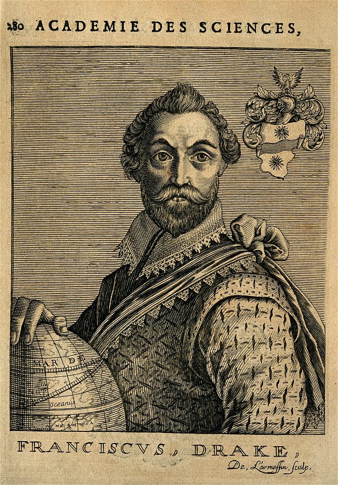 Sir Francis Drake. Line engraving by N. de Larmessin, 1682. Wellcome V0001649