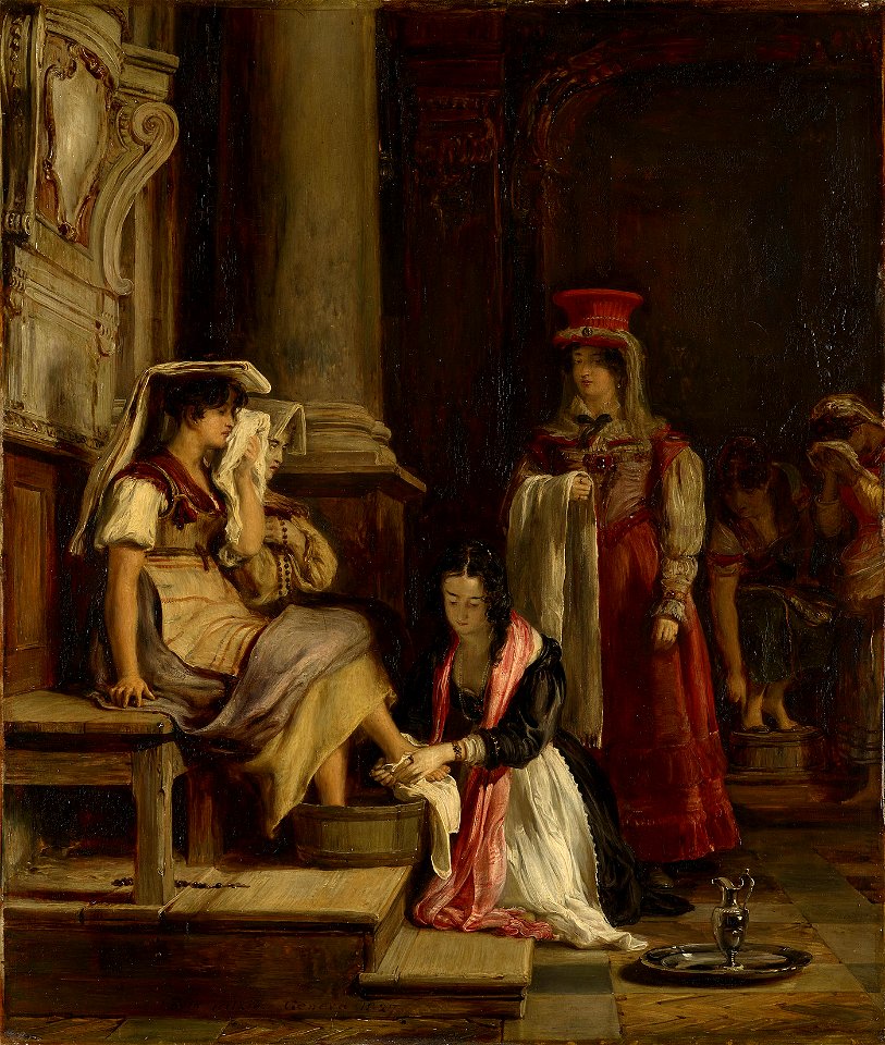 Sir David Wilkie (1785-1841) - A Roman Princess Washing the Feet of Pilgrims - RCIN 405096 - Royal Collection